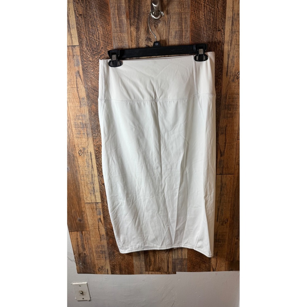 Womens Size M White Pencil Skirt High Waist Stretch Midi Length